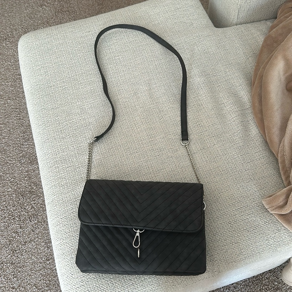 Grey suede like purse